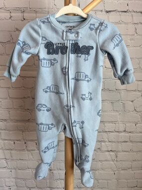 ⭐️⭐️PICK 5 / $20 Carter's Light Blue 'Little Brother' Fleece Footed One-Piece 3M